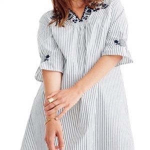 Madewell Stripe Embroidered Breeze Dress, Size XXS